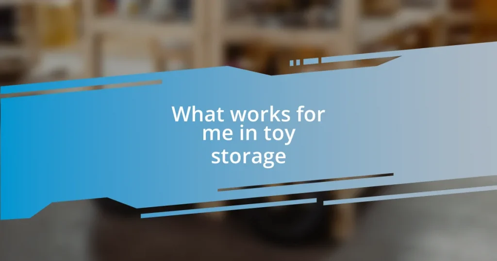 What works for me in toy storage